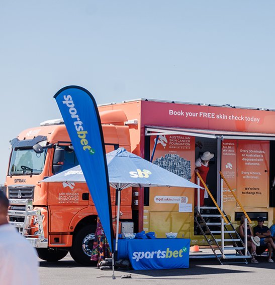Australian Skin Cancer Foundation mobile clinic at a Sportsbet supported event