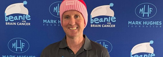 Mark Hughes Foundation cheque presentation for Beanie for Brain Cancer